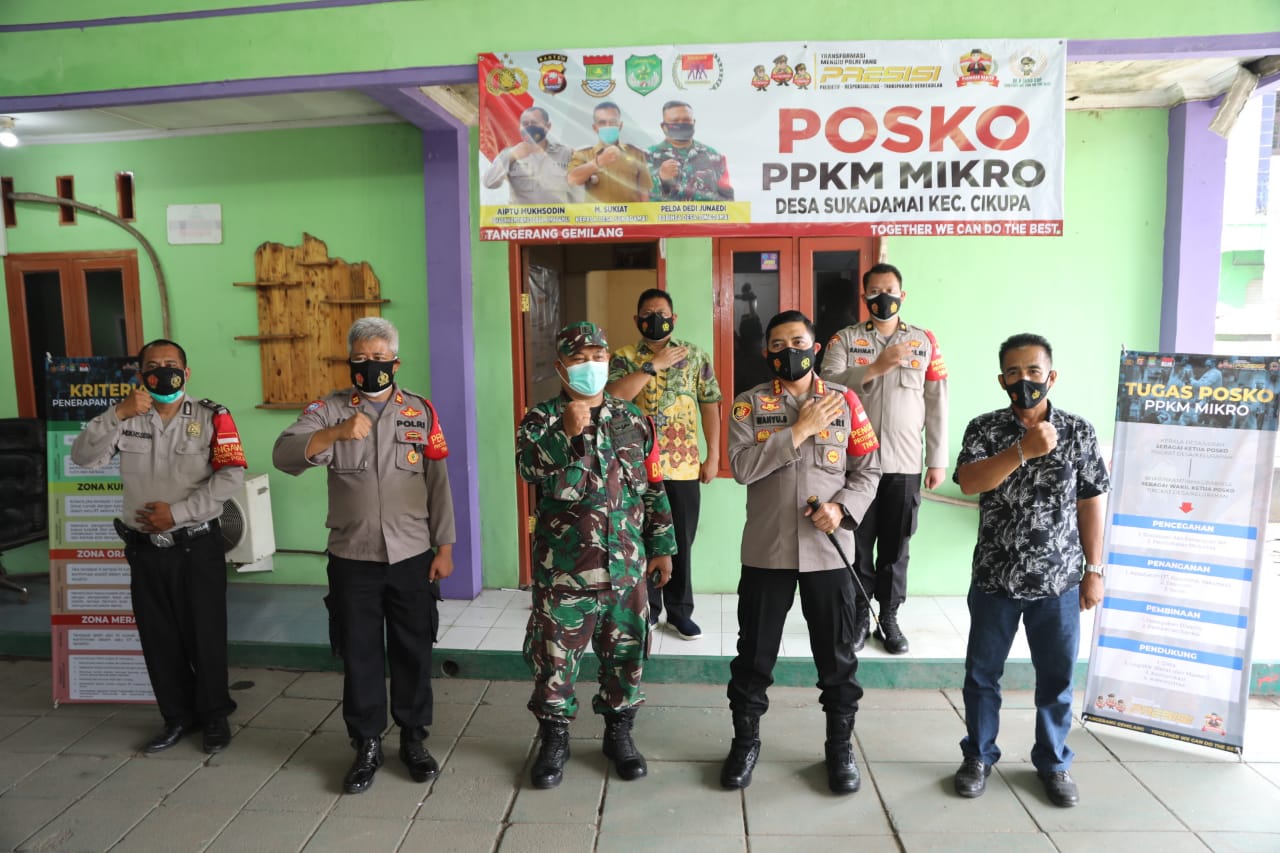 Beri Dukungan, Kapolresta Tangerang Cek Posko PPKM Desa Sukadamai