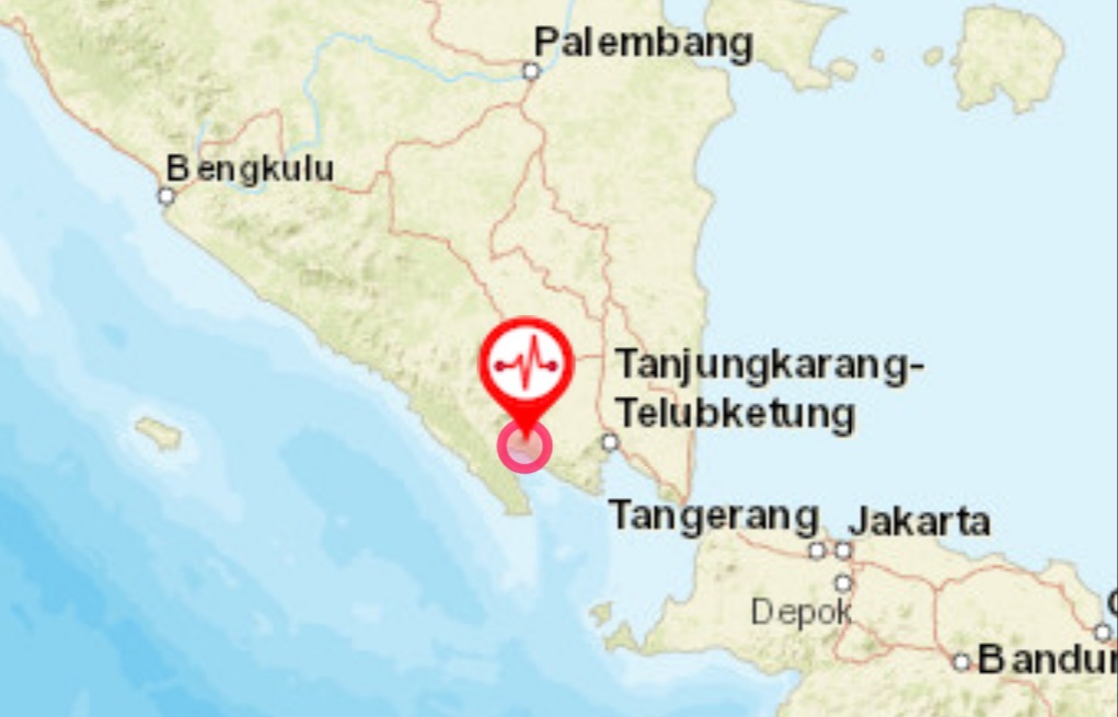 Hari ini Kembali  Gempa Dengan  Magnitudo 3,5 Guncang Tanggamus Lampung