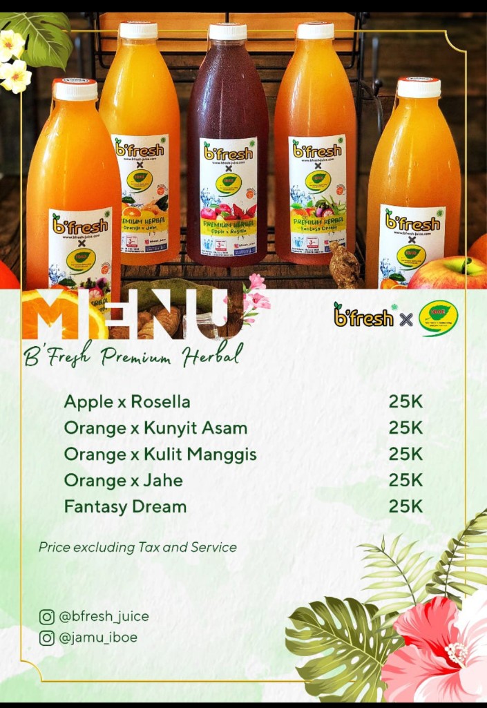 Segarnya Minuman Jus Herbal Hasil Kolaborasi B'fresh dan Jamu Iboe di Surabaya